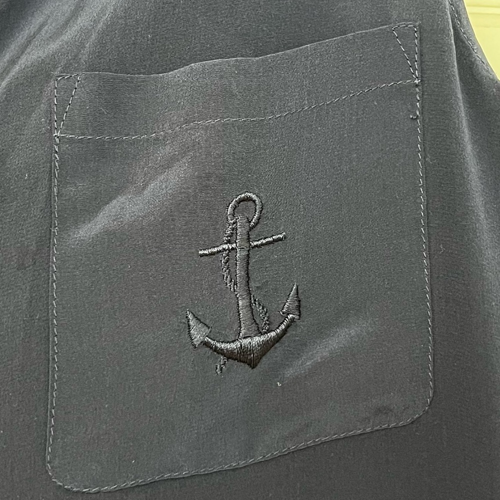 Joie Navy Silk Embroidered Anchor Pocket Tank Top - Picture 2 of 6